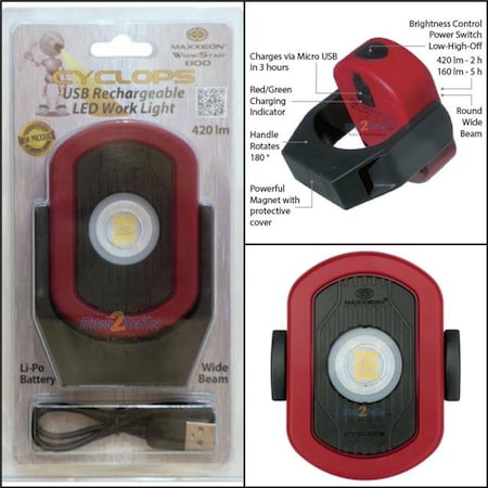 Maxxeon Maxxeon MNMXN00810 420 Lumen Cyclops USB Rechargeable LED Work Light MNMXN00810